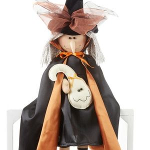 Witch Doll w Ghost Black n Orange Sateen cape  25" Delton  NWT